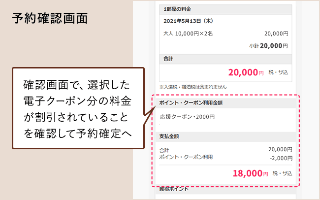 オズモール 応援キャンペーンクーポンの使い方 予約画面
